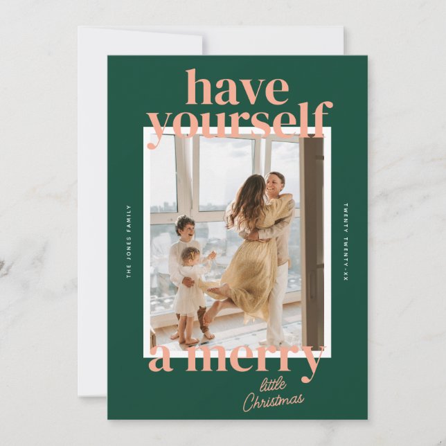 Cartão De Festividades Bold Tenha uma Feliz Foto de Natal (Frente)