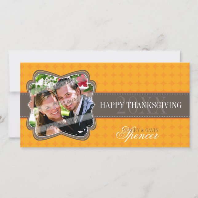 Cartão De Festividades BOLD THANKSGIVING PHOTOCARD :: decorativeband 7 (Frente)
