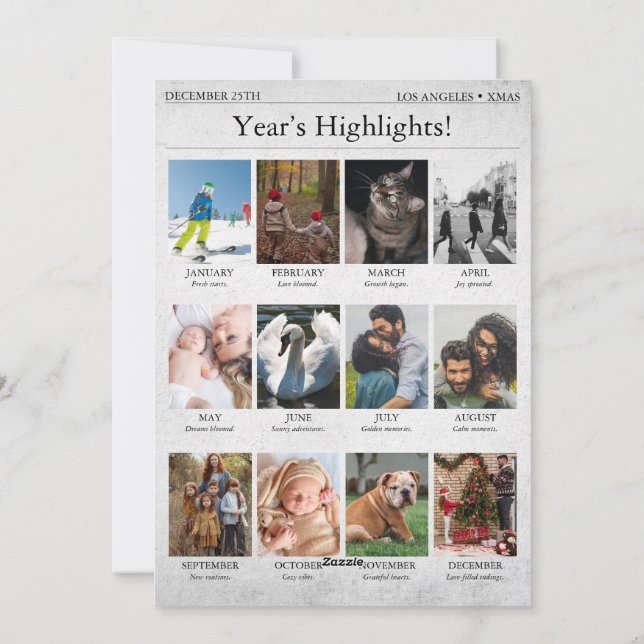 Cartão De Festividades Boletim de Natal do Jornal Ano em Revisão (Verso)