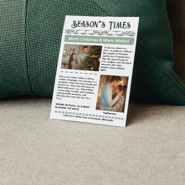 Cartão De Festividades Boletim Informativo Arquivo de Foto Colagem Natal  (newspaper year in review minimalist photo collage unique simple minimal )