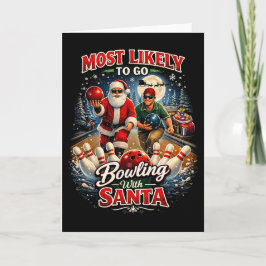 Cartão De Festividades Boliche com Papai Noel