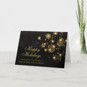 Cartão De Festividades Bolinhas de Natal com Brilho Dourado Saudação Corp