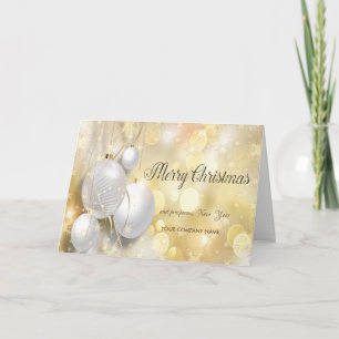 Cartão De Festividades Bolinhas de Natal Flocos de Neve Dourados ,Saudaçã