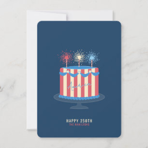 Cartão De Festividades Bolo de Aniversário da América 4 de Julho