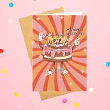 Bolo de Aniversário Engraçado, Retro, Divertido, P