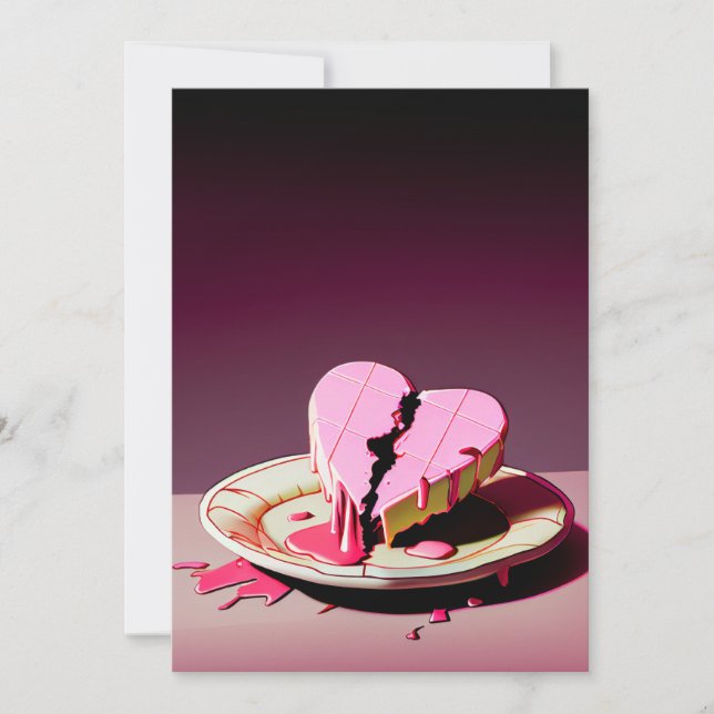 Cartão De Festividades bolo de coração partido (Frente)