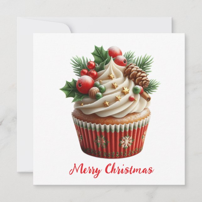 Cartão De Festividades Bolo de Natal (Frente)