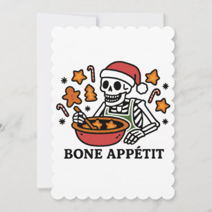 Cartão De Festividades Bolos Engraçados de Natal – Esqueleto Osso Bon App