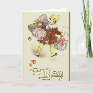 Cartão De Festividades Bolsa de Natal Retro Alemã Weihnachtsfest