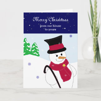 Cartão De Festividades Bomem de Neve Alegre