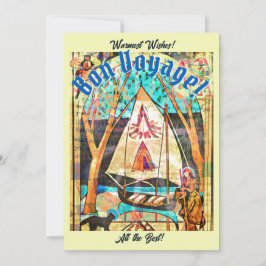 Cartão De Festividades Bon Voyage Boat Cat Pilgrim