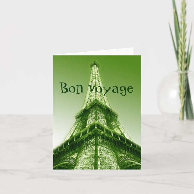 Cartão De Festividades Bon voyage Eiffel Tower Good Trip Card Green (Frente)