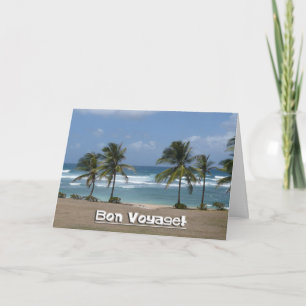 Cartão De Festividades Bon Voyage!-Palm Trees e Oceano