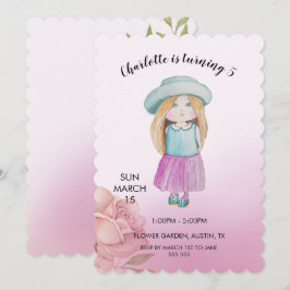 Cartão De Festividades Boneca Bonita Cólvora Pintada Mão