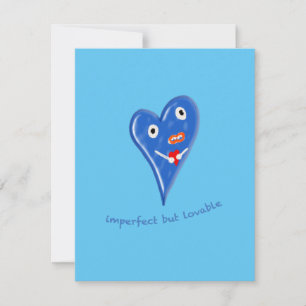 Cartão De Festividades Boneca Coração Azul 