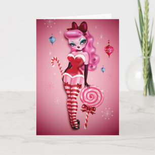 Cartão De Festividades Boneca de Açúcar de Natal Pin Up