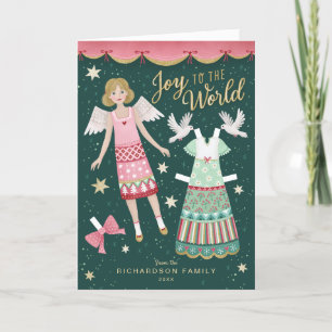 Cartão De Festividades Boneca de Papel Anjo de Natal dobrada
