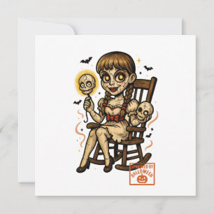 Cartão De Festividades Boneca Pin-Up Assombrada – Halloween Assustadorame