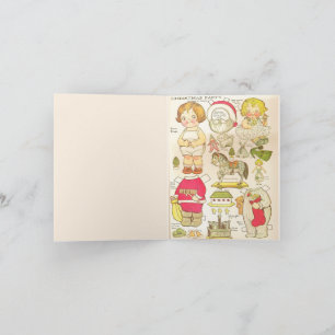 Cartão De Festividades Bonecas de Papel Antigas "Tenha um Feliz Natal"
