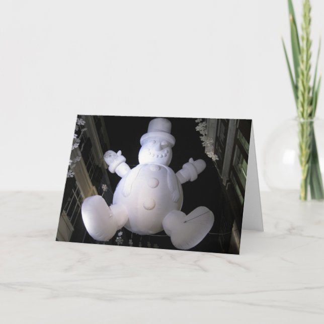 Cartão De Festividades boneco de neve aéreo (Frente)