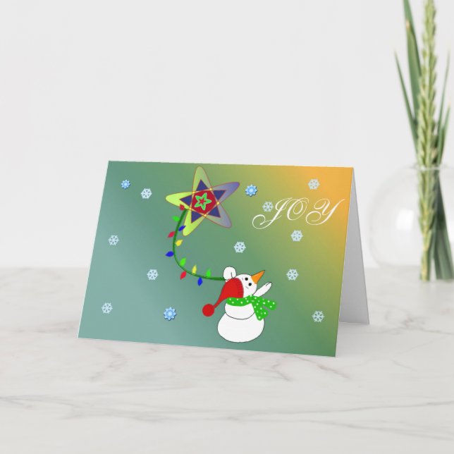 Cartão De Festividades Boneco de Neve Alegre (Frente)
