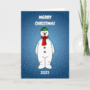 Cartão De Festividades Boneco de Neve Alegre e Feliz