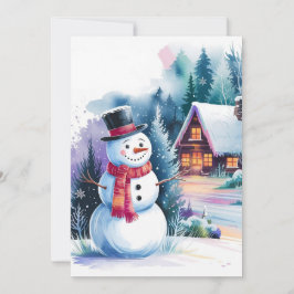 Cartão De Festividades Boneco de Neve Aquarela