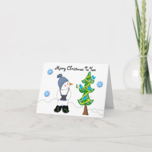 Cartão De Festividades Boneco de Neve com Câmera