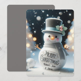 Cartão De Festividades Boneco de Neve com Cartola 
