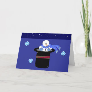 Cartão De Festividades Boneco de neve com um chapéu alto