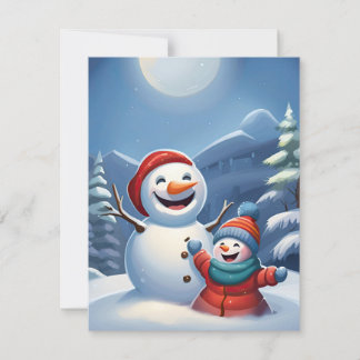 Cartão De Festividades Boneco de Neve Crianças