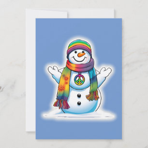 Cartão De Festividades Boneco de Neve da Paz