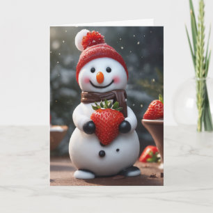 Cartão De Festividades boneco de neve de chocolates e morangos