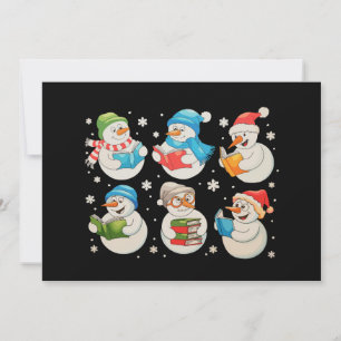 Cartão De Festividades Boneco de Neve de Natal Leitor de Livros Professor