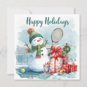 Cartão De Festividades Boneco de Neve de Tênis Natal Raquetes Festivas
