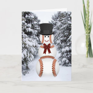 Cartão De Festividades Boneco de neve do basebol