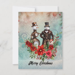 Cartão De Festividades boneco de neve e moça-de-neve