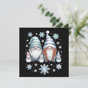 Cartão De Festividades Boneco de Neve Engraçado Gnomies Com Flocos de Nev
