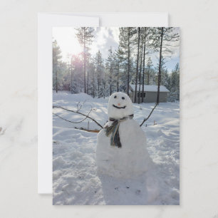 Cartão De Festividades Boneco de Neve Feliz fotografia original de invern