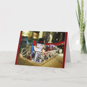 Cartão De Festividades Boneco de Neve Feliz nas ruas de NYC