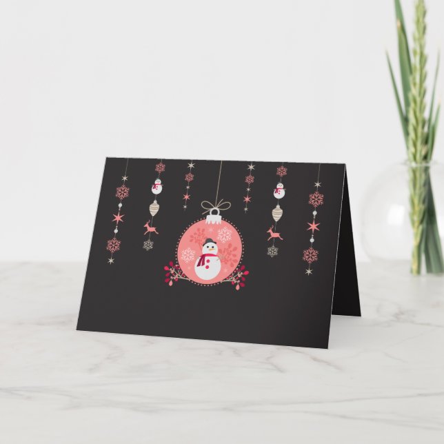 Cartão De Festividades Boneco de neve Navidad do quadro (Frente)