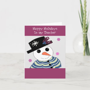 Cartão De Festividades Boneco de Neve para meu Professor