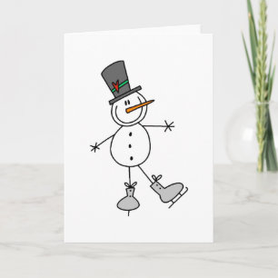 Cartão De Festividades Boneco de Neve Patinação no Gelo