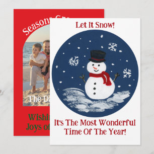 Cartão De Festividades Boneco de Neve Vermelho Tempo Maravilhoso Ano SUA 