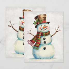 Cartão De Festividades Boneco de Neve Vintage