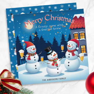 Cartão De Festividades Bonecos de Neve Com Bebidas Frosty Alegria Natal F