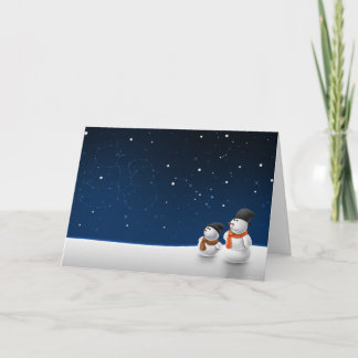 Cartão De Festividades Bonecos de neve que Stargazing