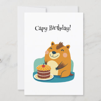Cartão De Festividades Bonita Capybara Cake Birthday Pun Funny