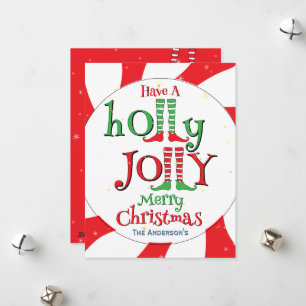 Cartão De Festividades Bonita diversão Festiva Holly Elf Felly Elf Feliz