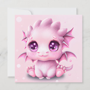 Cartão De Festividades Bonita e Adorável Fantasia Bebê Rosa Chibi